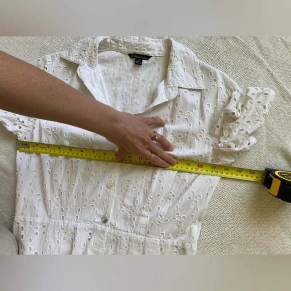 BROOKS Brothers 100% Cotton Eyelet Short Sleeve Midi Dress Size 6 (no belt) - Picture 13 of 16